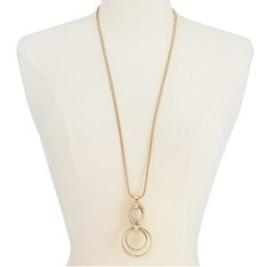 Alfani Two-Tone Hoop Link Pendant Necklace, 32 + 2" extender